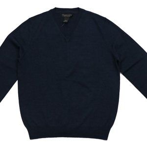 THE MENS STORE Blue Wool Vneck Sweater